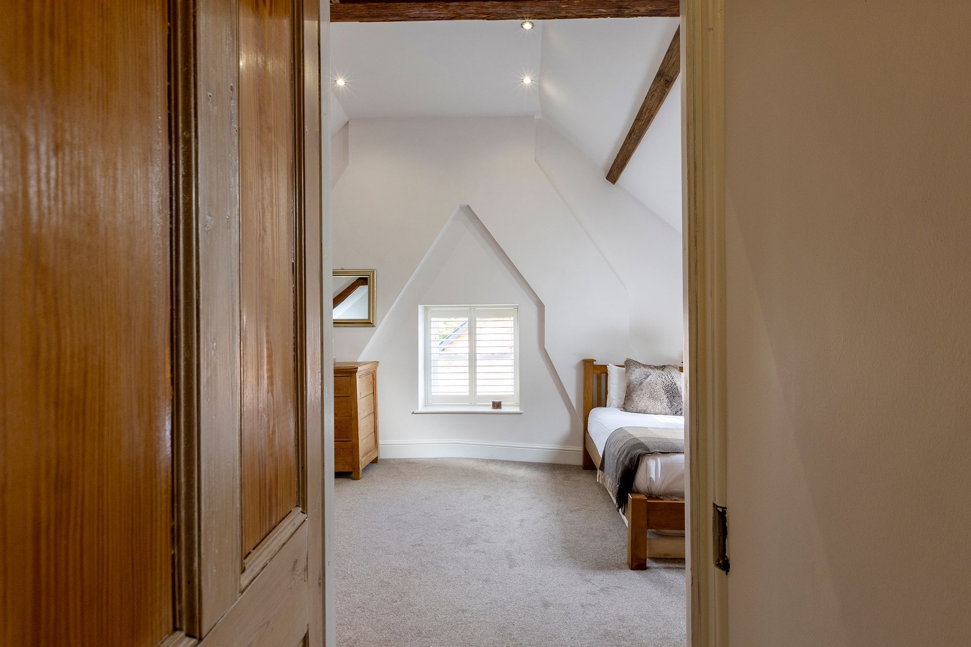 looking through a door into a family bedroom
