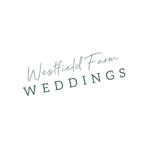The logo for westfield farm weddings is on a white background.