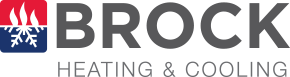 Logo de Brock Heating & Cooling. Le logo représente un carré orné de flammes et de flocons de neige, ainsi que le nom de l'entreprise.
