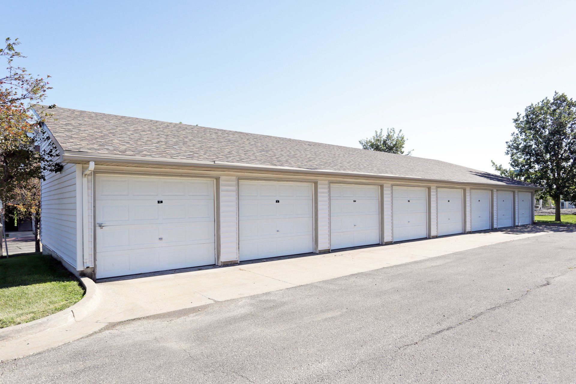 Exterior view of garages available