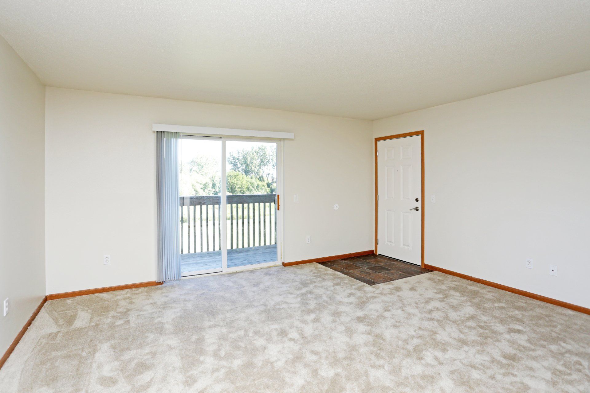 Entry way with sliding door leading to balcony