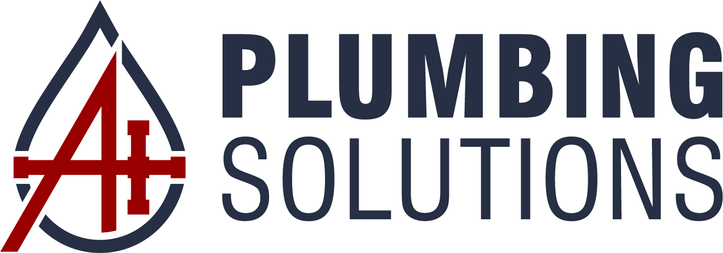A4 Plumbing Solutions logo with blue and red text and a house roof icon