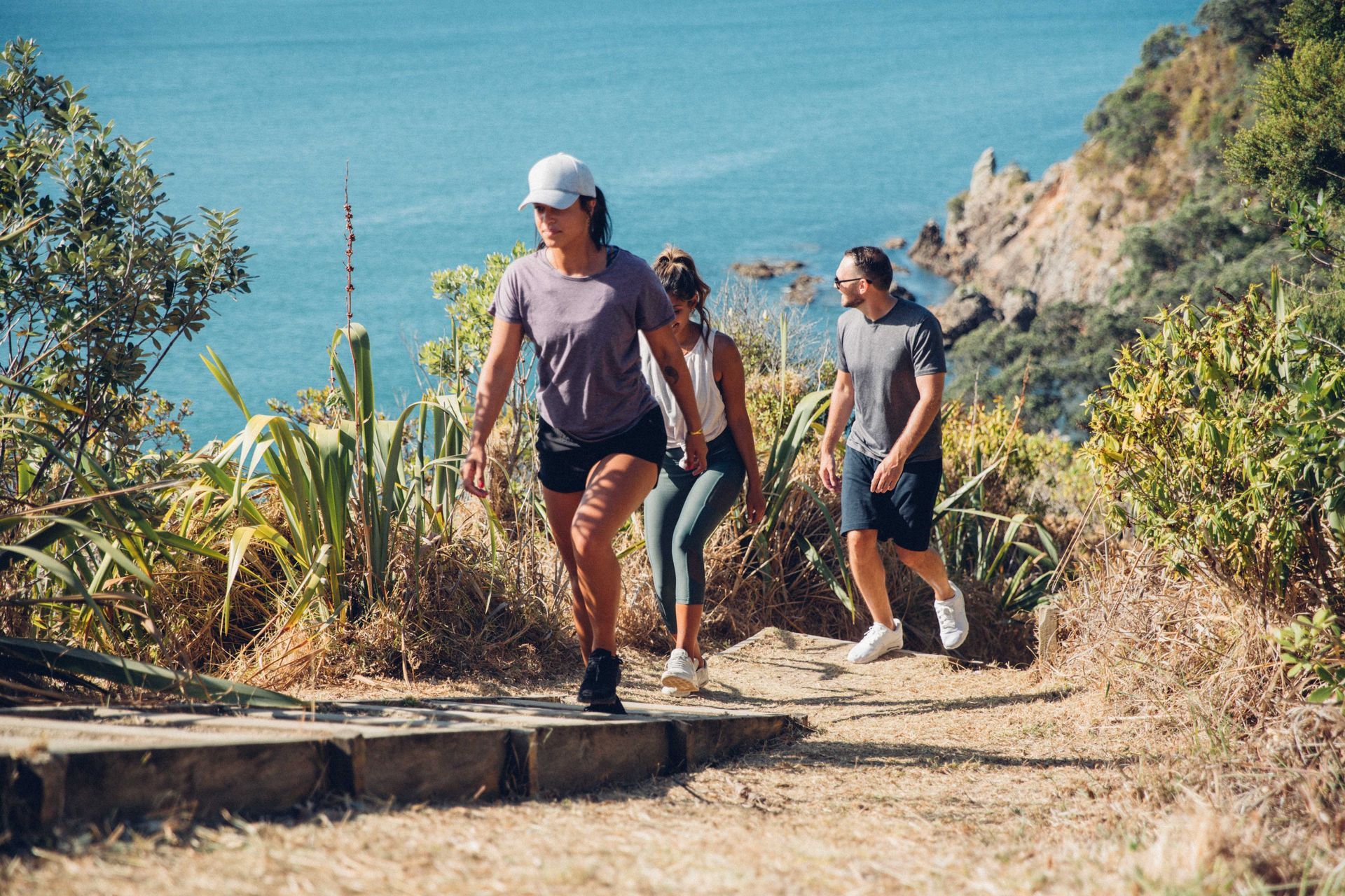 Walking through native bush on Waiheke Island