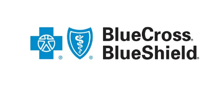 Blue Cross Blue Shield logo with blue cross and shield icons and black text
