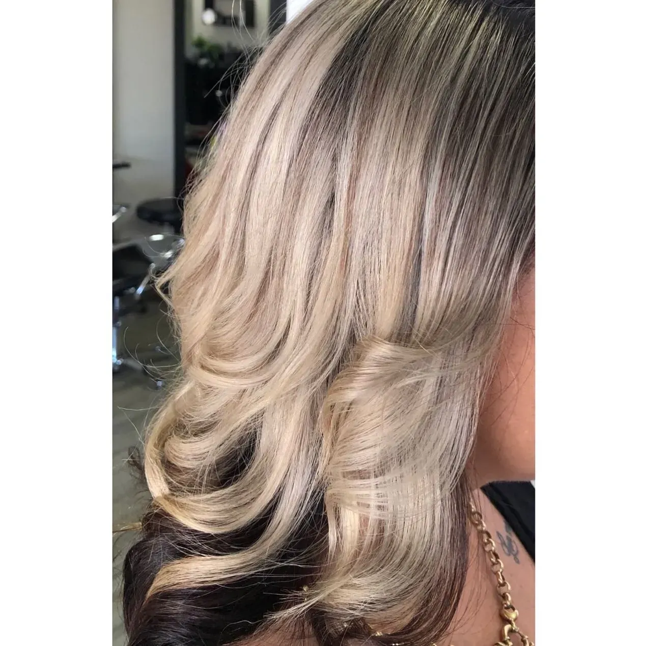 Blonde and Dark Brown Layered Hair Styled in Loose Waves — EDISON Hair Collective In Mackay, QLD
