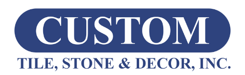 Logo for Custom Tile, Stone & Decor, Inc., a blue rounded rectangle with 
