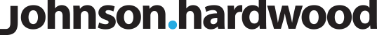 Johnson hardwood logo in black text with a blue dot.