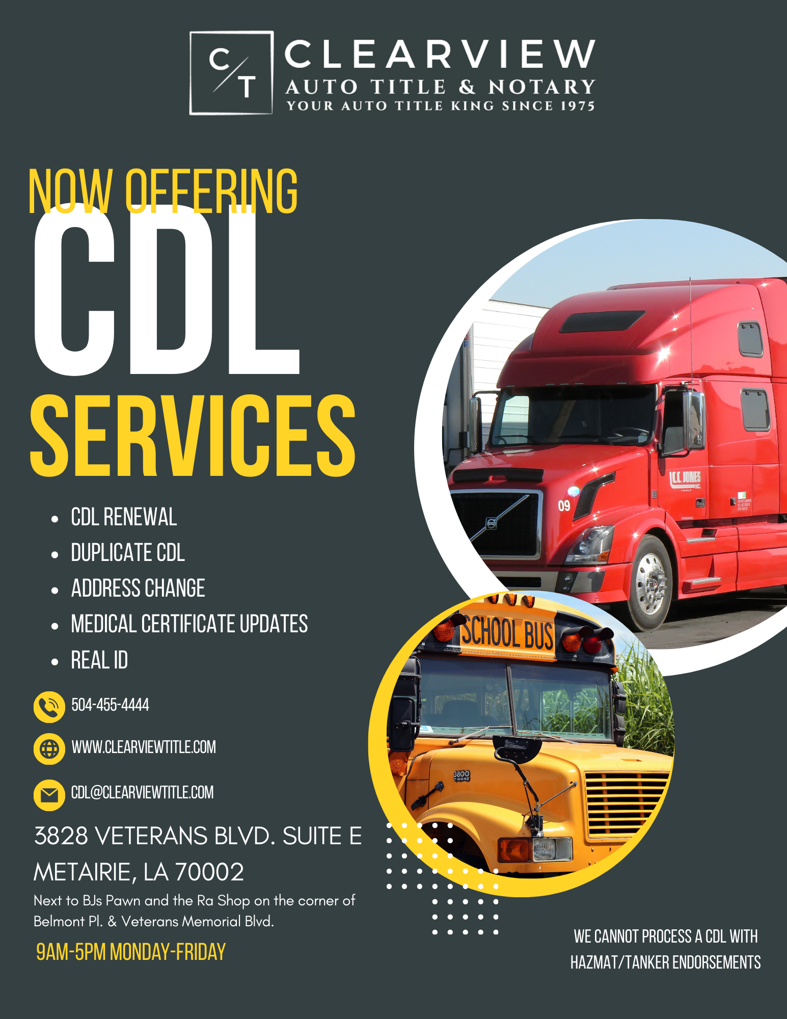 Commercial Drivers License services we offer
