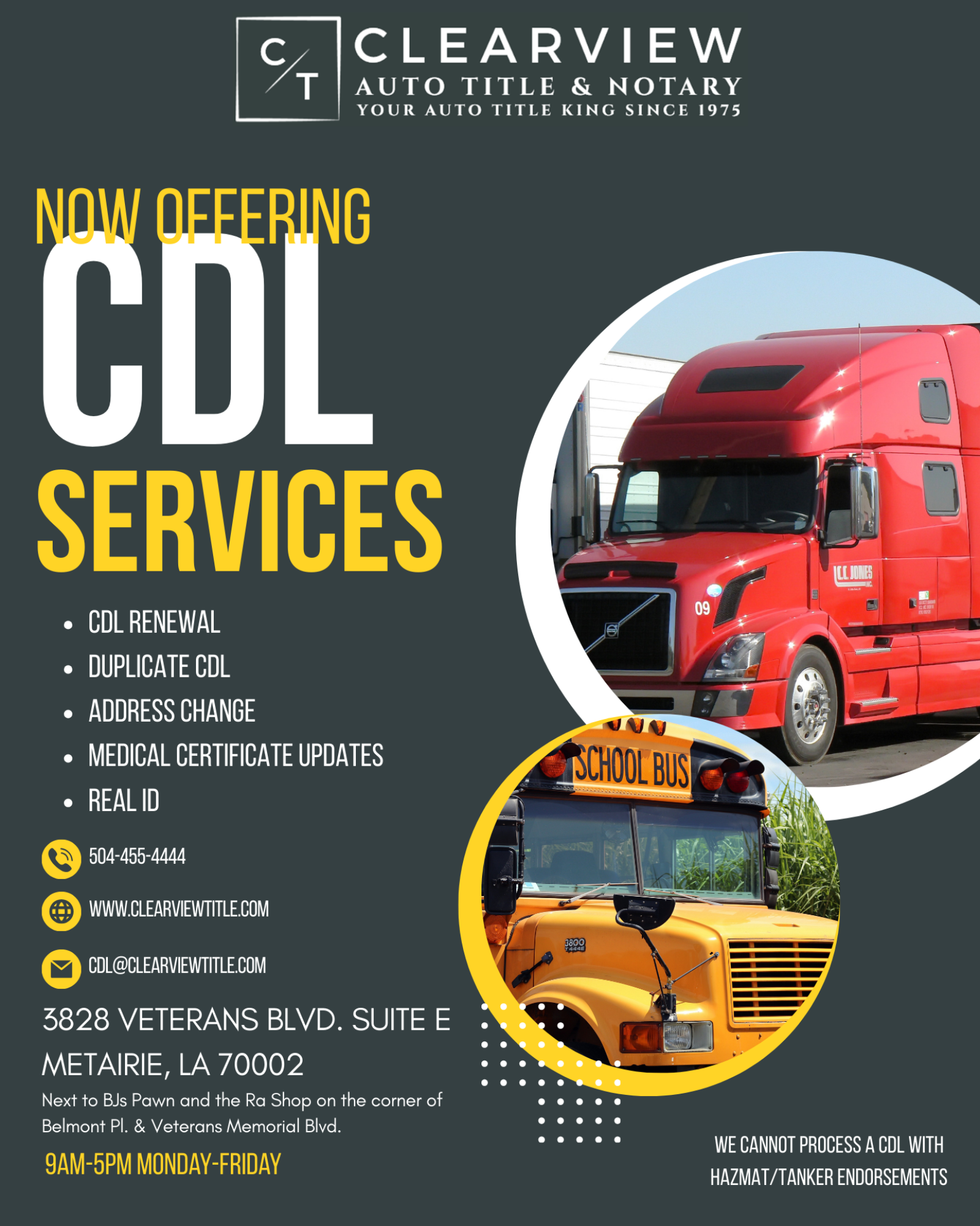 Commercial Drivers License services we offer