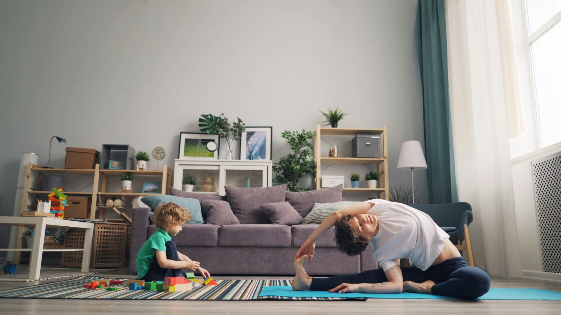 Boy practicing yoga