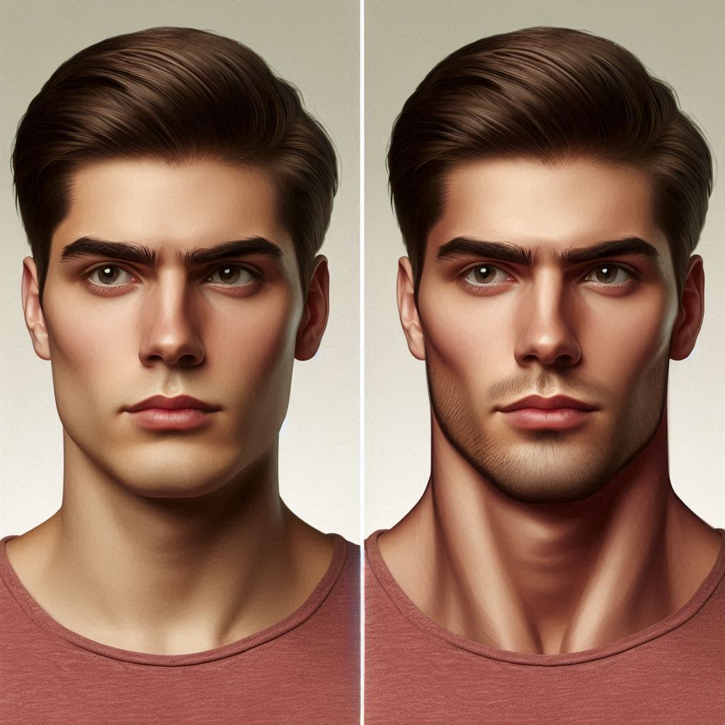 Se muestra el rostro de un hombre antes y después de ser pintado.
