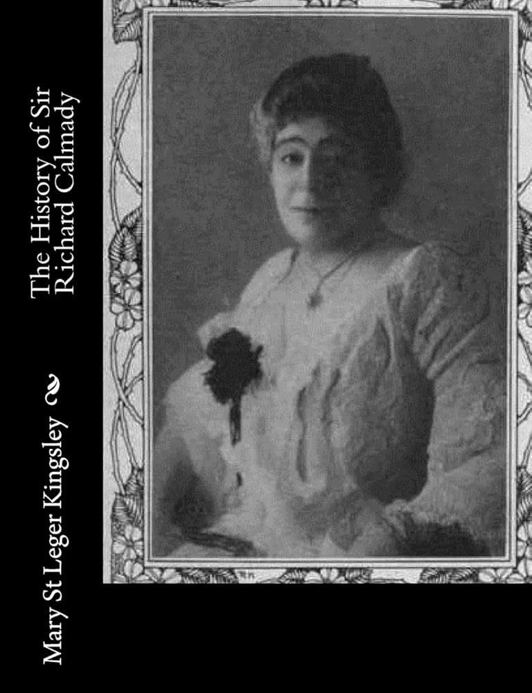 Book cover: Portrait of a person in a light-colored dress with text,