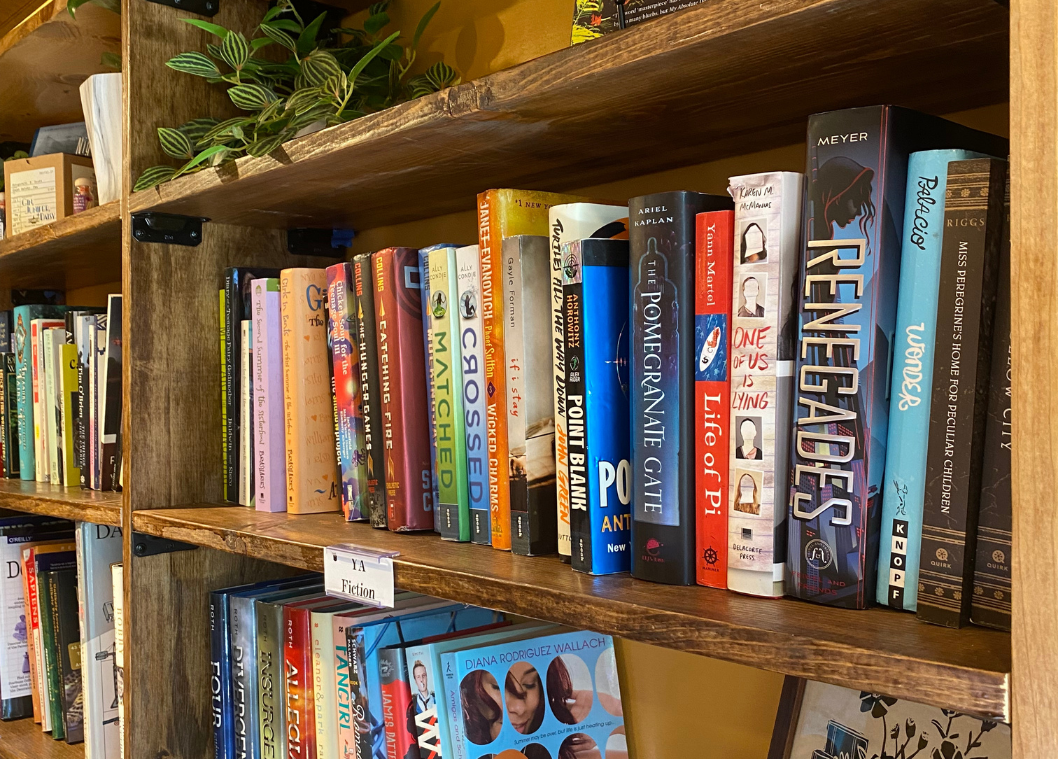 A bookshelf full of different books