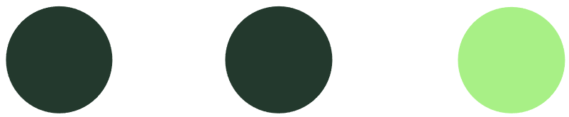 Three filled circles: light green, dark green, dark green.