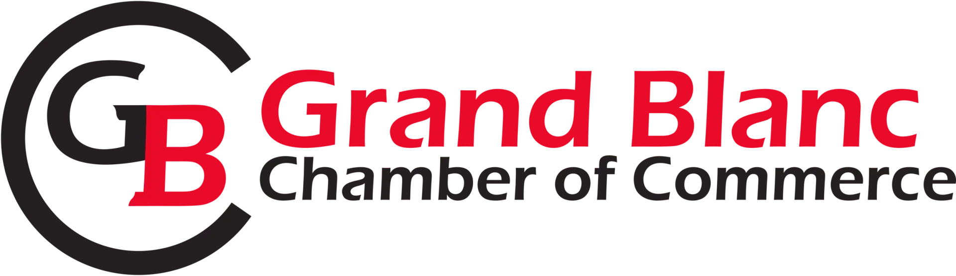 Logo for Grand Blanc Chamber of Commerce: black circle with