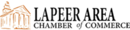 Logo for Lapeer Area Chamber of Commerce. Features building icon and text: Lapeer Area Chamber of Commerce.