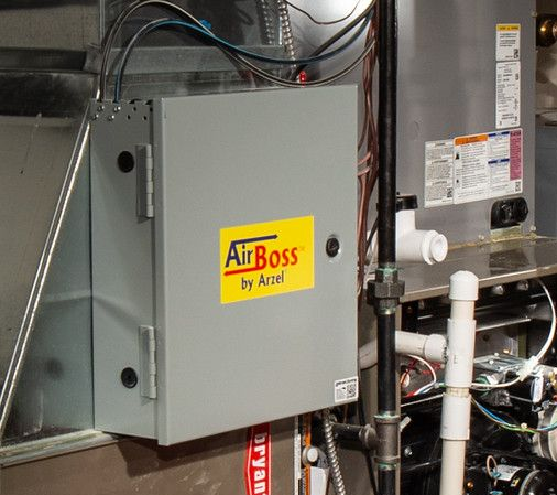 Gray metal box labeled