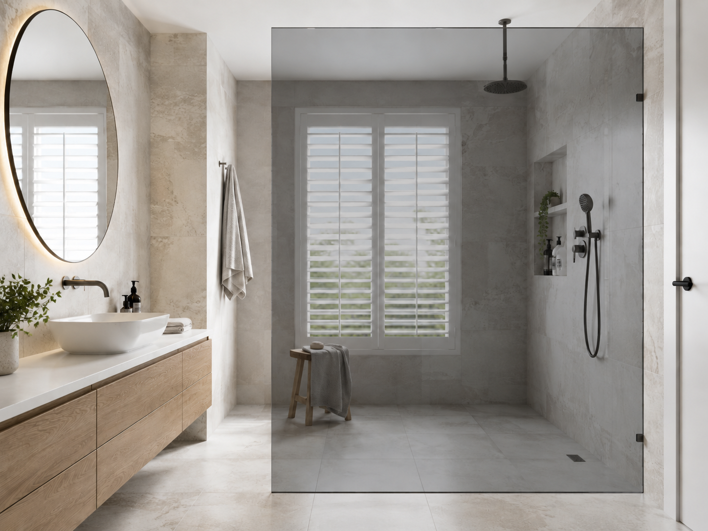 A bathroom with two sinks , a toilet , and a bathtub.