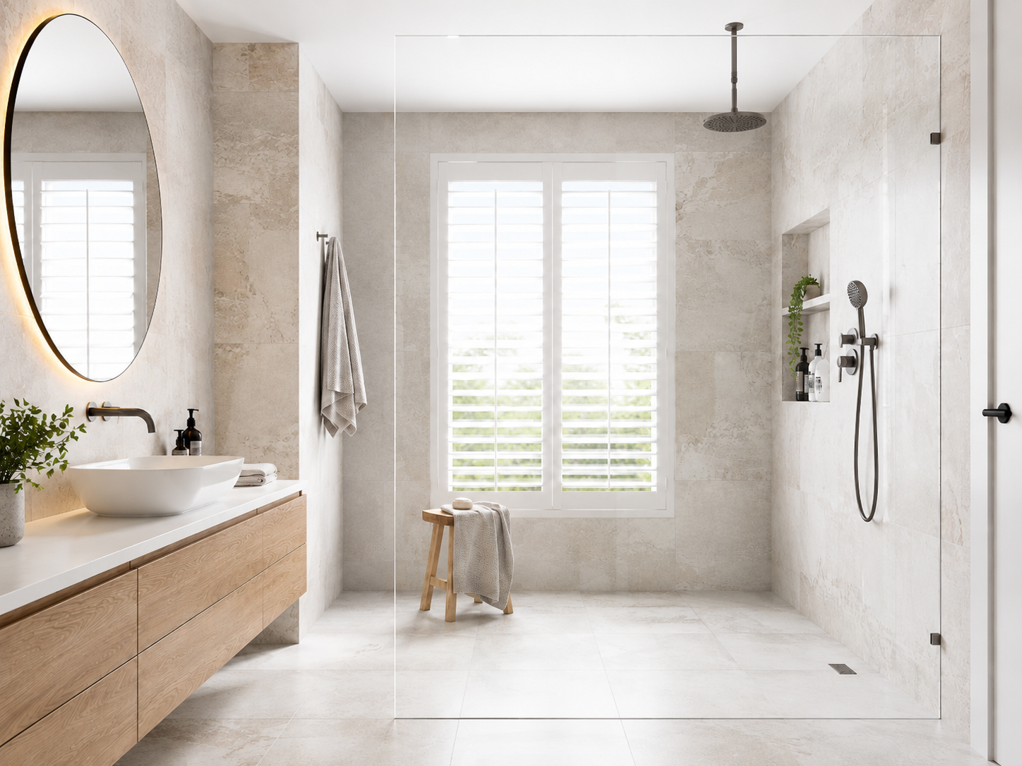 A bathroom with a bathtub , toilet , sink and shower.