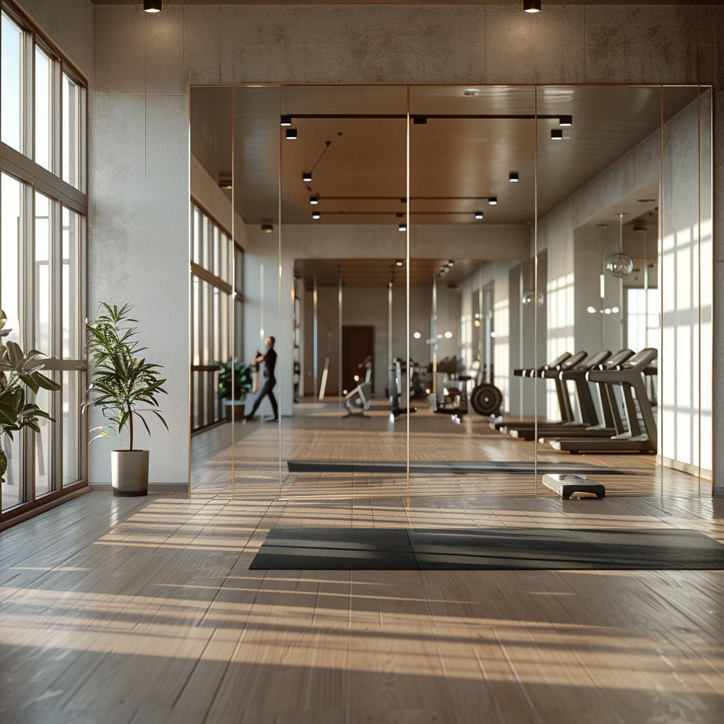 An artist 's impression of a gym with a lot of windows