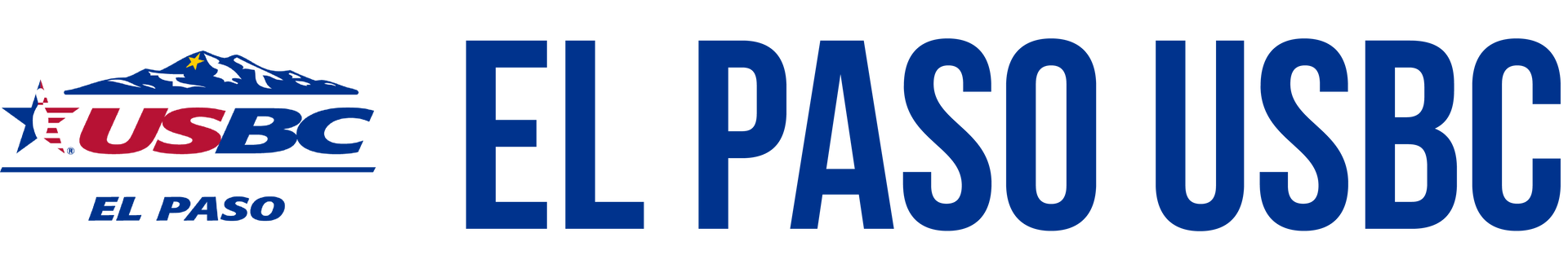 El Paso USBC logo in blue and red with stylized pin graphic