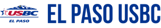 El Paso USBC logo in blue and red with stylized pin graphic