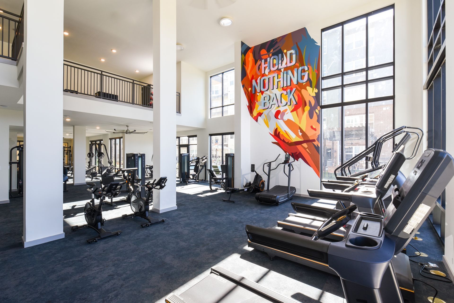 Two-story fitness center at Livano Knoxville.