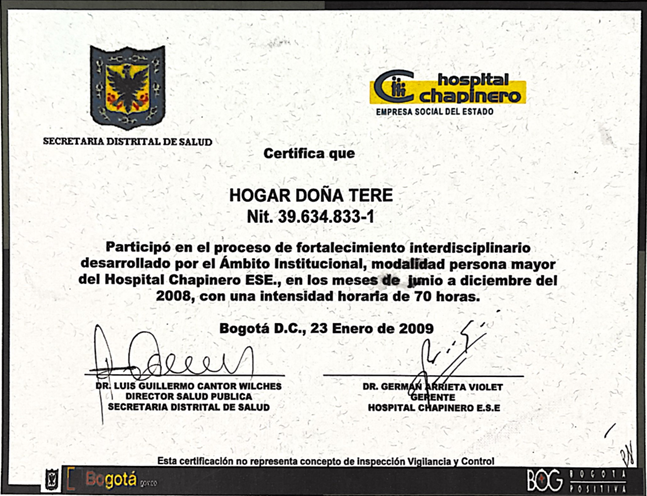Certificate for