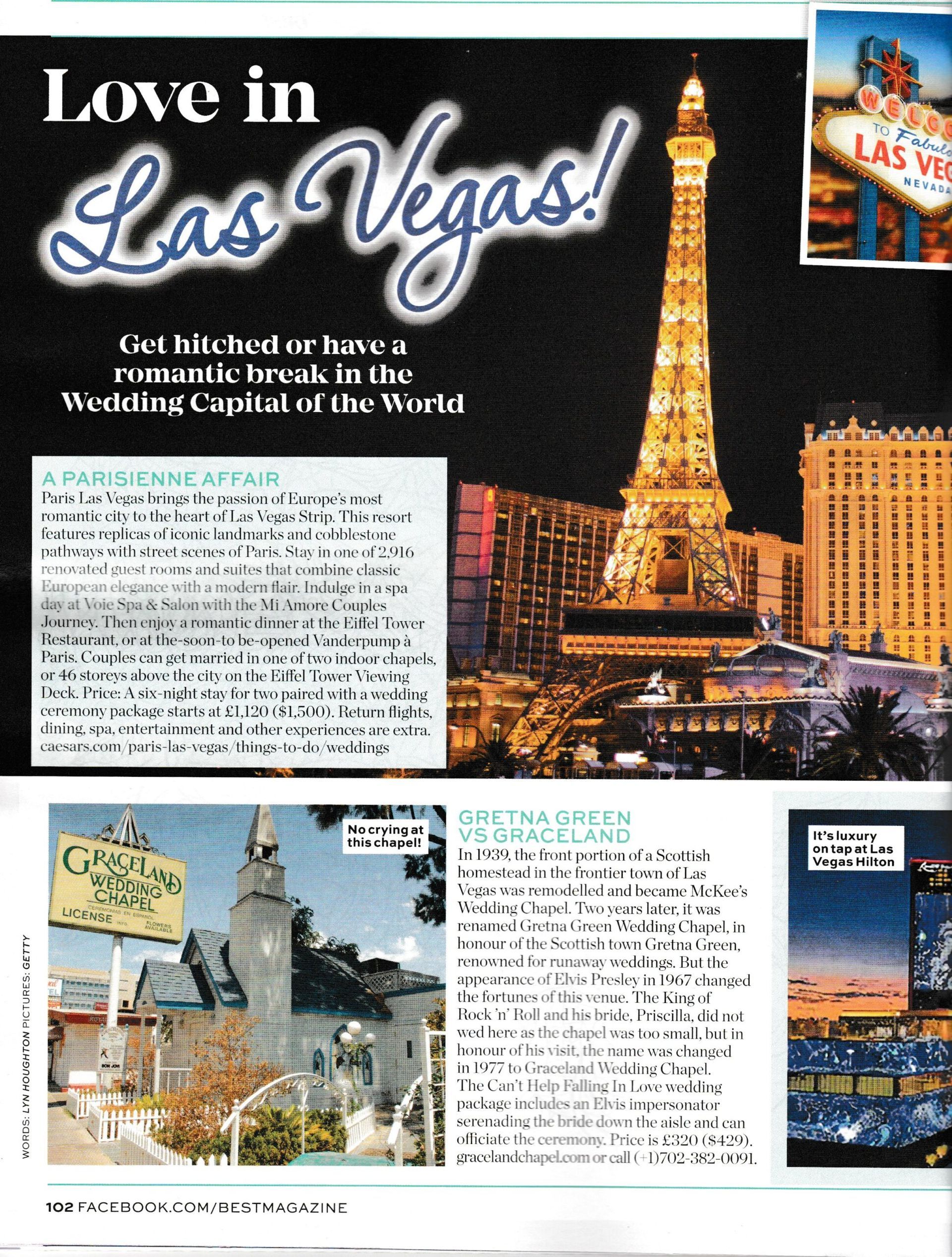 A magazine article about love in las vegas