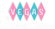 The word vegas is written in pink and blue diamonds on a white background.