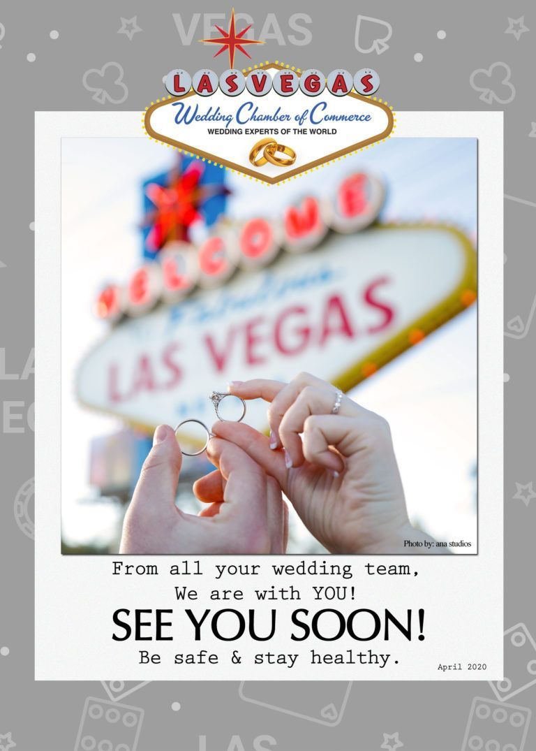 Sample Graphic A couple holding their wedding rings in front of a las vegas sign