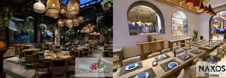 A picture of a restaurant with tables and chairs and a picture of a restaurant with tables and chairs.