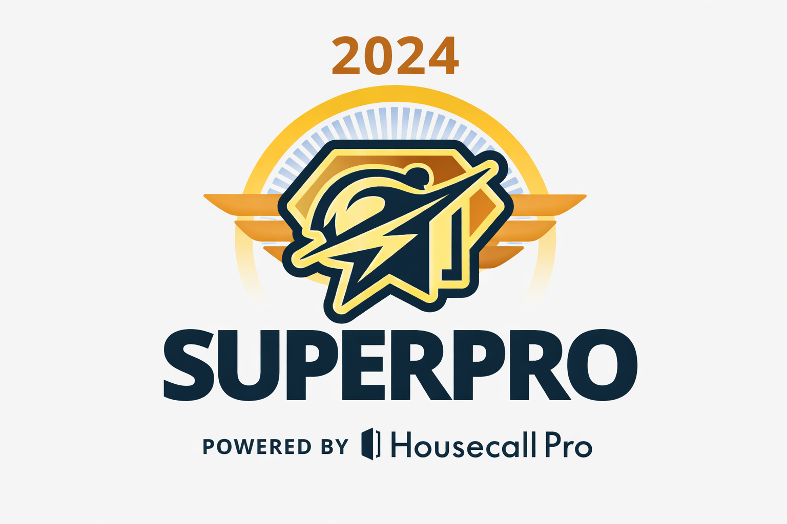 2024 SuperPro logo with gold emblem and “Powered by Housecall Pro” text