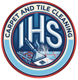 IHS Carpet and Tile Cleaning logo with blue, red, and white circular design and a floor-cleaning icon