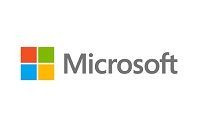 Microsoft logo with four colored squares and gray wordmark on white background
