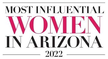 Most Influential Women in Arizona 2022 title graphic in black and pink text