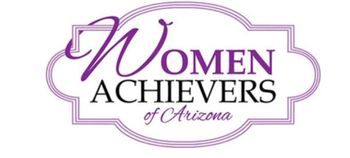 Women Achievers of Arizona logo in purple and black with decorative border