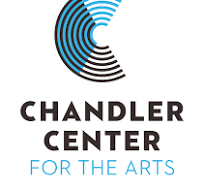 Chandler Center for the Arts logo with blue and black circular design above the name