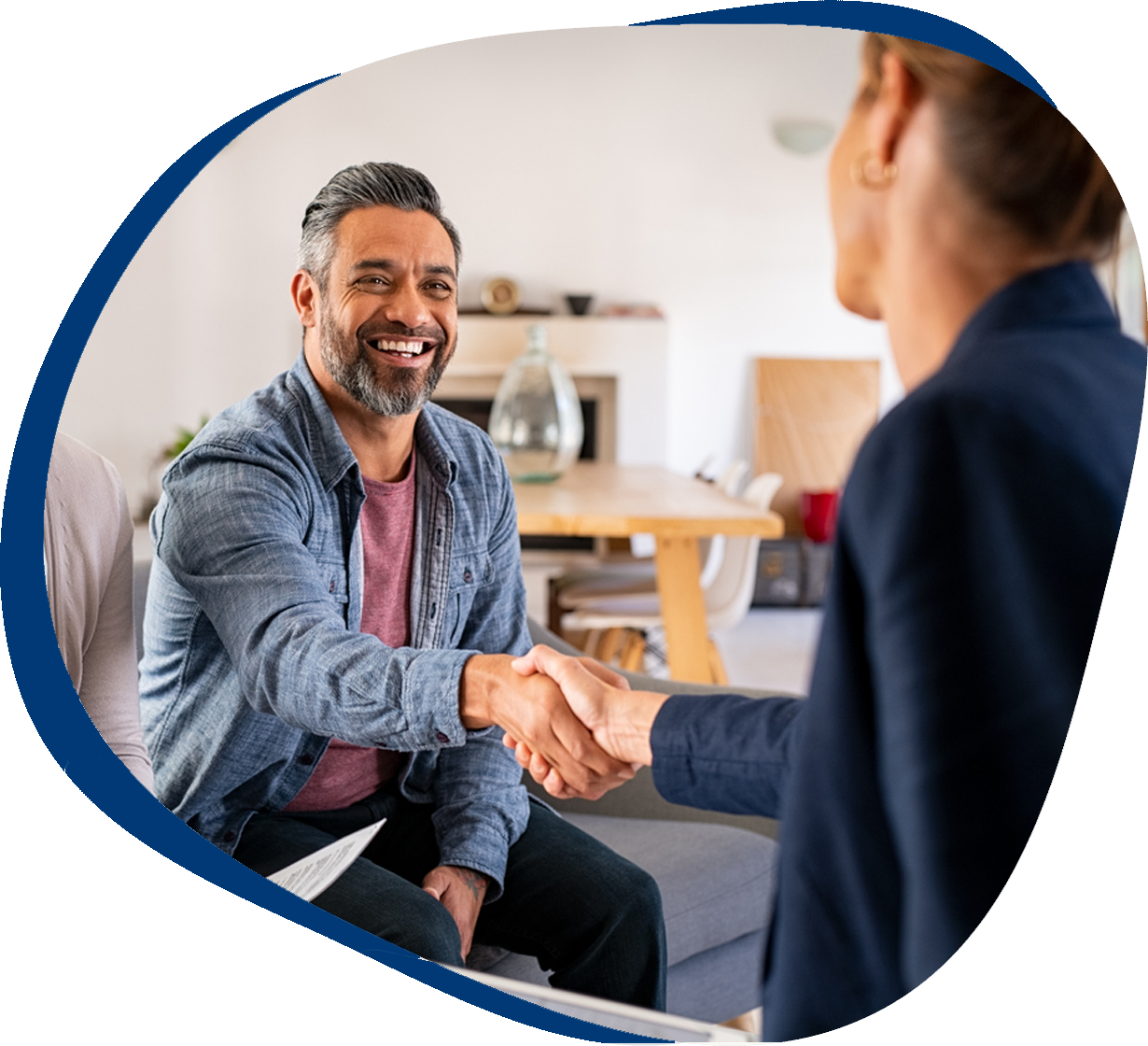 handshake with consultant at home