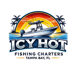A logo for icy hot fishing charters in tampa bay , florida.