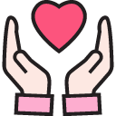 hands holding heart icon