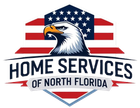 Home Services of North Florida logo with eagle over red, white, and blue stripes
