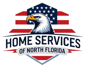 Home Services of North Florida logo with eagle over red, white, and blue stripes
