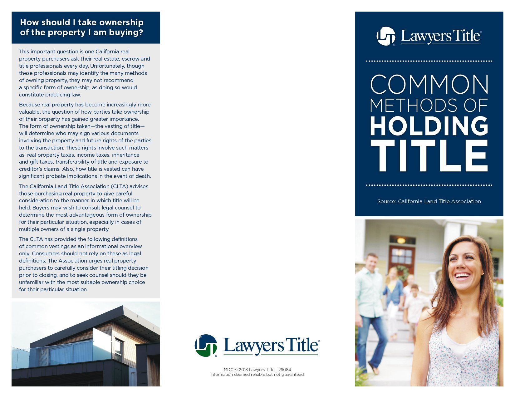 A brochure about common methods of holding a title