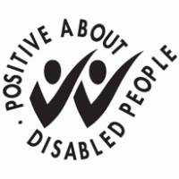 A black and white logo for positive about disabled people.