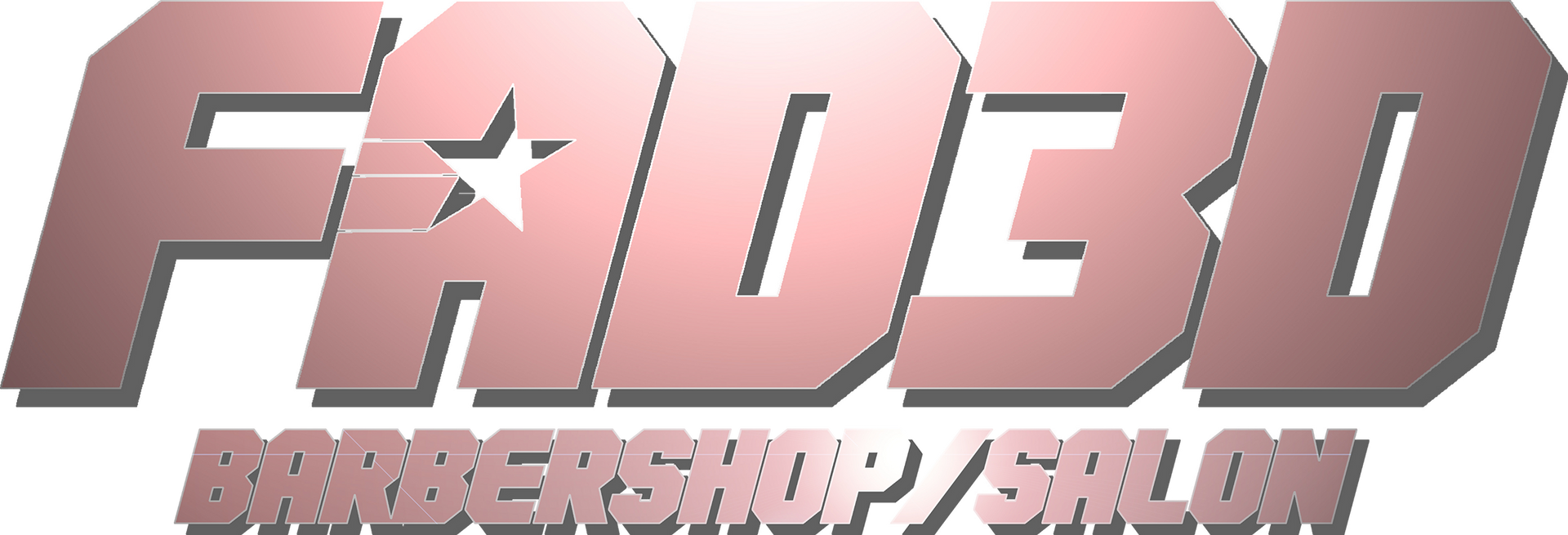 Stylized pink and gray logo reading “FARO BARBERSHOP/SALON”