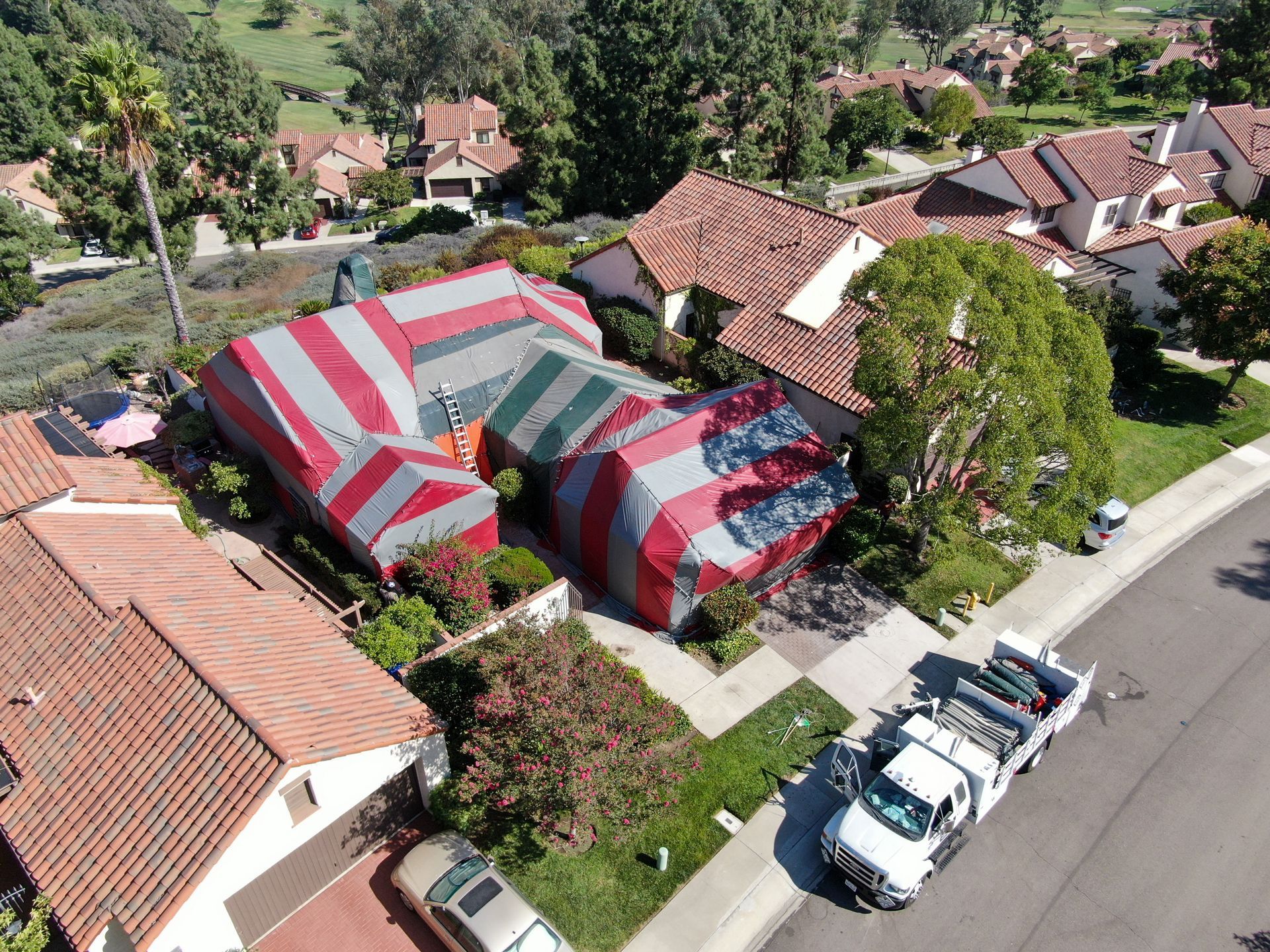 Professional Termite Exterminator Doing Fumigation