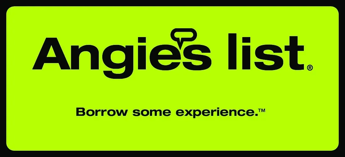 A bright lime green rectangle featuring the black logo for