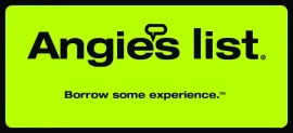 A bright lime green rectangle featuring the black logo for