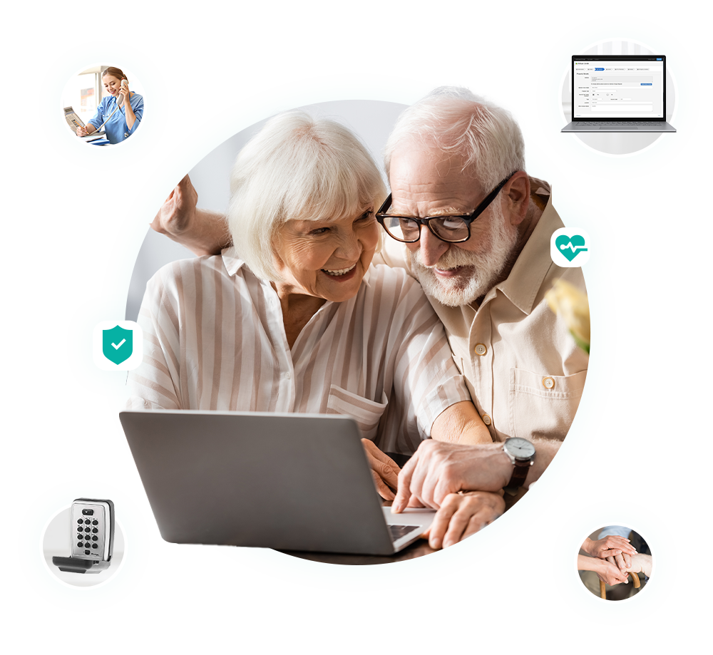 a lovely elderly couple using a laptop